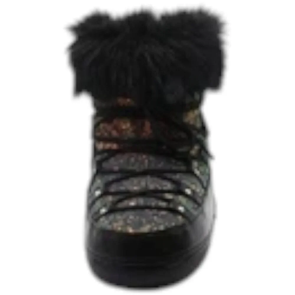 Cape Robbin Women's Polar Black‎ lace up Faux Fur Moon Boots sz 10 NWB